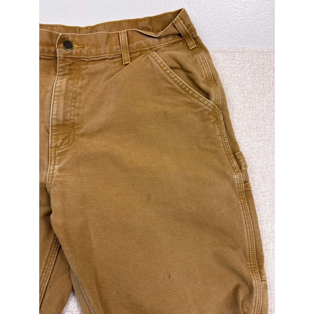 Carhartt B111 BRN Mens 36x30 Flannel Lined Duck Canvas Work Pants Brown Plaid